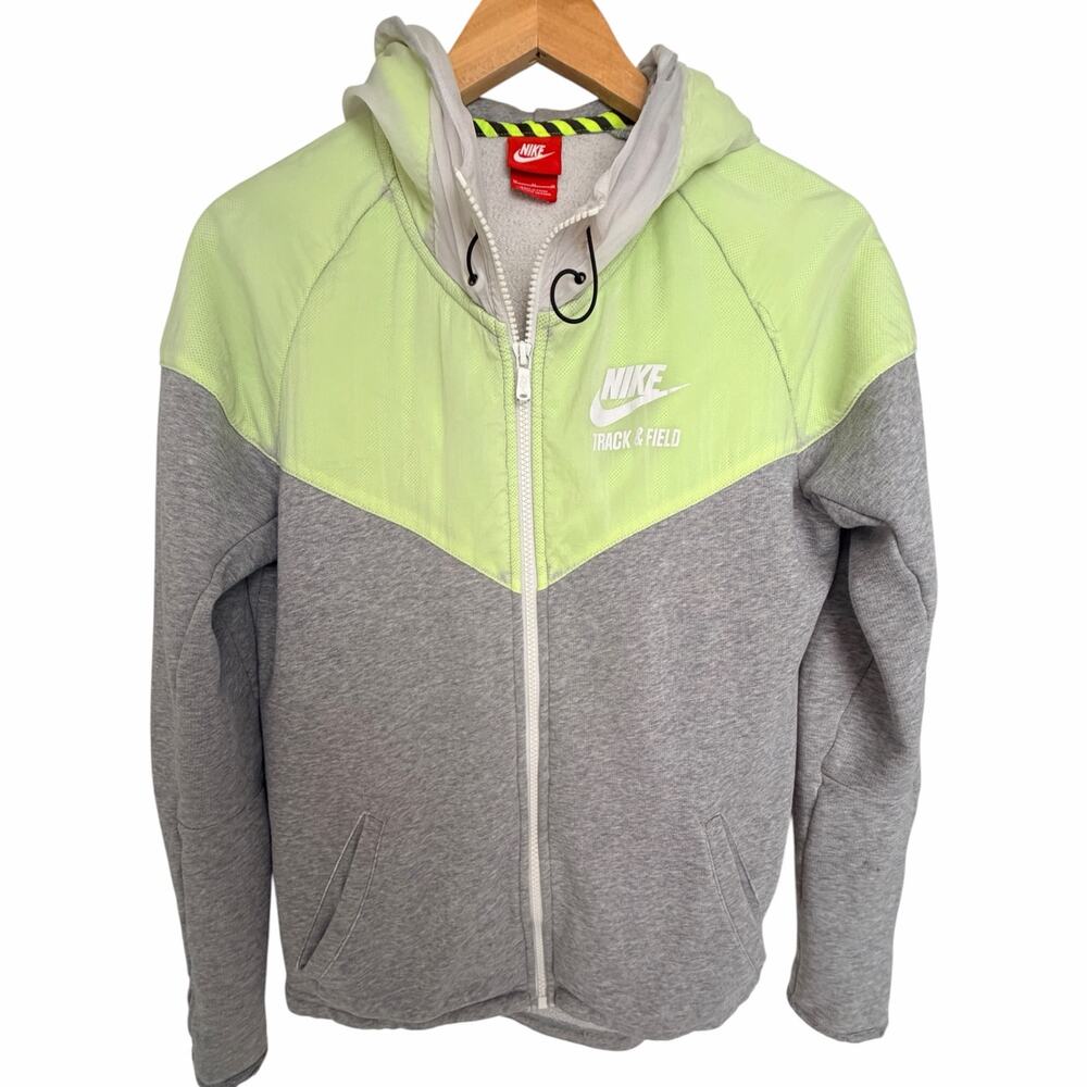 Nike Track & Field Hoodie Womens Medium Gray Volt